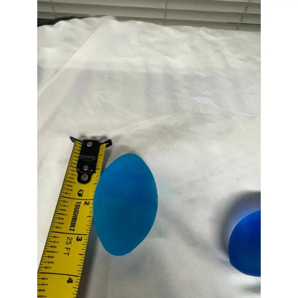 VTG Ikea frosted blue glass egg sculptures